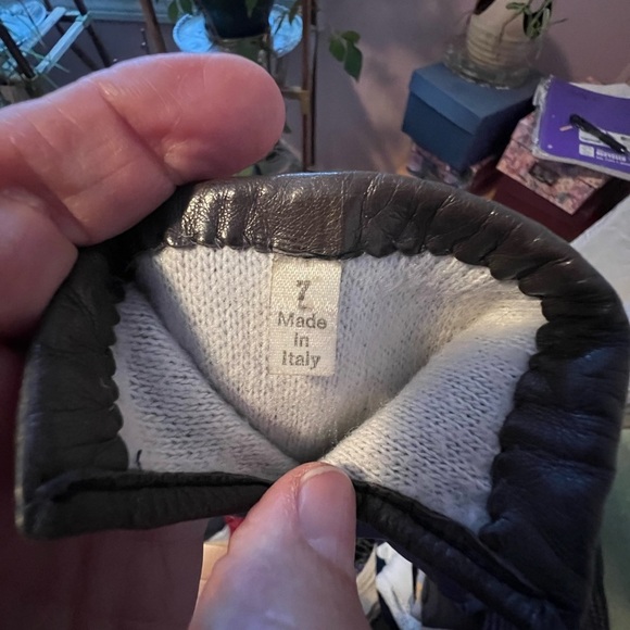 Italian Women's Soft Italian Leather Driving Gloves Sz 7 Slate Gray, Lined - Picture 4 of 4